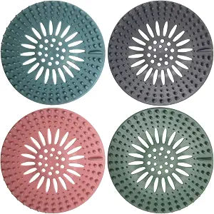 BEADNOVA Drain Hair Catcher Cover Silicon Shower Drain Hair Trap Universal Stopper for Shower Bathroom Bathtub Kitchen Tub (Mix Colors, 4 Pack)
