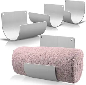 Bamboo Towel Rack by Aura Nest Set of 4 Wood Towel Racks Bamboo Bathroom Accessories -Wall Towel Holder for Rolled Towels Wooden Towel Racks for Bathroom Spa Bathroom - White