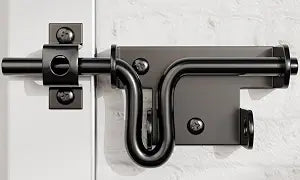 Hillmaster Slide Bolt Gate Latch for Wooden Fence Door Lock With Padlock Hole, Heavy Duty Sliding Lock, Black Barrel Bolt Latches Hardware for Wood Vinyl Fence Barn Shed