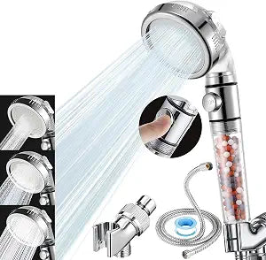 Vacto High Pressure Handheld Shower Head with Filter, Shower Head Kits with Hose and Bracket, Hard Water Softener Water Purifying Filtered Showerheads with Filter Beads