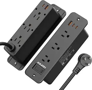 Recessed Power Strip, 6 Outlets 5 USB (3 USB-C, 15W/3A Max), 5FT Flat Plug