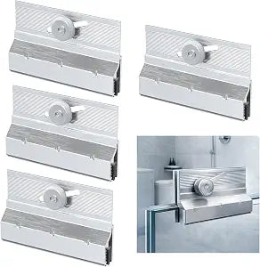 M6053 Frameless Shower Door Roller Top Bracket Roller Assembly 4Pcs Shower Door Accessories, Fit Glass up to 1/4" Thick