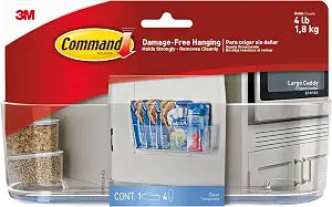 Command Large Caddy, Holds up to 4 lb, 8.6" x 3.1" x 3", 1 Caddy with 4 Strips, Damage-Free Organization Wall Mount to Cabinet, Kitchen, Pantry, Closet, or Under Sink