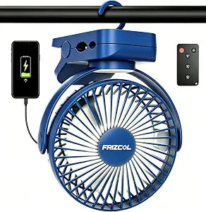 Clip on Fan, 65Hours Portable Rechargeable Fan with LED Lights/Remote/Hooks