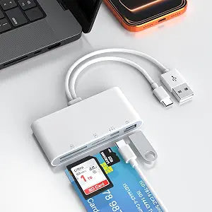 5-in-1 Multi USB C/USB A SD/TF/Smart Card Slot+USB OTG Memory Card Reader for iPhone 16/iPad ProDOD Military Common Access CAC Smart ID Card Reader for iPhone 16 15/iPad/Mac/Samsung/Laptop/Tablet