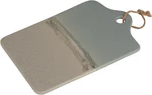 Bloomingville Stoneware Cheese Serving Board with Jute Tie, Matte Blue and Sand Color