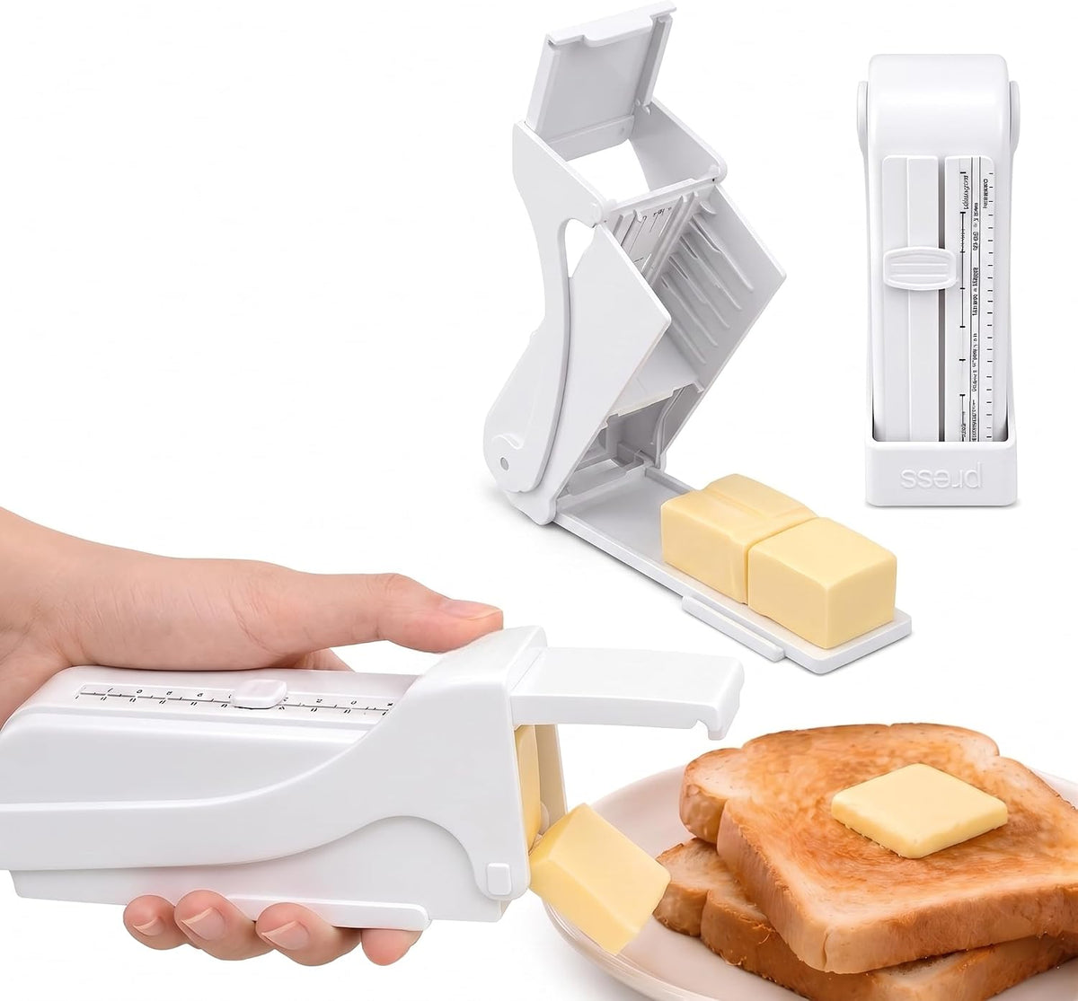 Butter Cutter Dispenser - Adjustable Press-Type with Scale