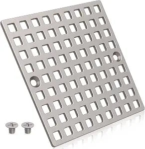 3-7/8" Brushed Nickel Square Shower Drain Cover for Floor Drain