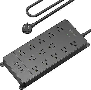 TROND Surge Protector Power Strip 5ft Cord, 4000J, 4 USB, ETL Listed, Black
