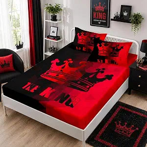 HOSIMA King Crown Queen Bedding Sets for Kids,1 Fitted Sheet+2 Pillowcases.