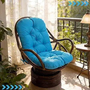 Wenqik Waterproof Rocking Chair Cushion 48" x 24 x 6 Non-Slip Rattan Wicker Chair Cushion Memory Foam Swivel Rocker Seat Pad with Straps for Outdoor Furniture Patio Indoor Bedroom Porch(Aqua Blue)