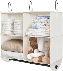 StorageWorks Hanging Closet Organizer with Rod, 4 Sections, 2 Tiers, White
