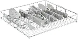 Gibson Home South Bay 65-Piece Stainless Steel Flatware Utensil Set with Wire Caddy  Silverware Service for 12 Plus Hostess Serving Pieces