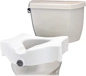 NOVA Toilet Seat Riser  Adds 5 Height, Raised Toilet Seat with ON/Off Front Lock, Fits Standard & Elongated Toilets, Supports up to 300 lb Capacity, Bathroom Safety Aid for Seniors