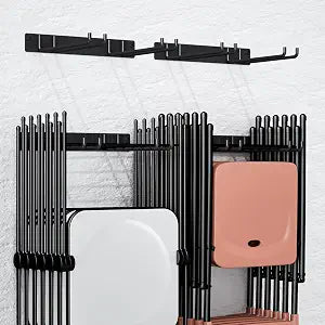 MOOMSINE Folding Chair Storage Rack for Garage, 2-Pack Heavy Duty Wall Mount Garden Tool Organizer, Utility Hooks for Lawn, Beach & Camping Chairs, Max Load 240 lbs