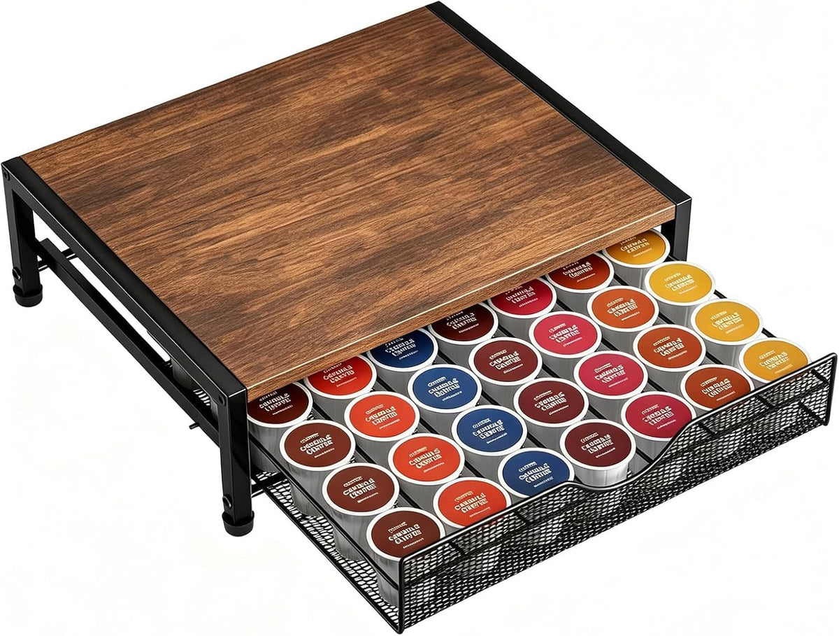 Homsorout 42 K Cup Holder, Coffee Pod Holder Drawer for Countertop, Brown