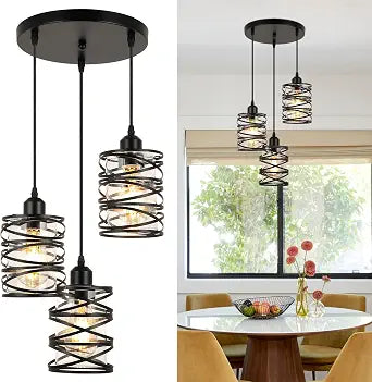 foucasal Black 3 Lights Cluster Pendant Light for Kitchen Island