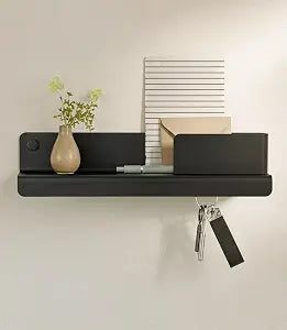 Kazai. Key Holder for Wall 'Holmsen' | Minimalist Key Hooks Design from Berlin | Modern Key Hanger with Metal Shelf | Key Hook Wall Mounted as Hallway Furniture | Black