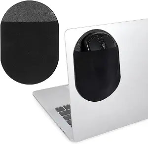 Slim Stick-On Mouse Holder for Laptop, Reusable Adhesive Back Mouse Pouch