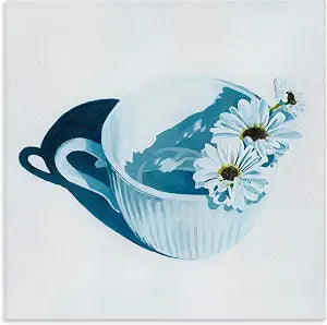 Daisies in Coffee Mug Floral, 24 x 24 Inch Canvas Wall Art