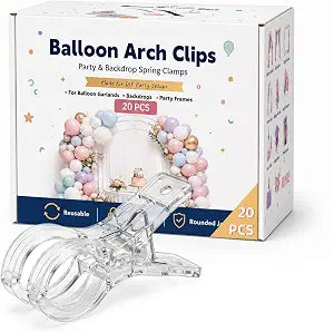 20 Pack Clear Balloon Arch Clips, 3.54 Inch Backdrop Spring Clamps