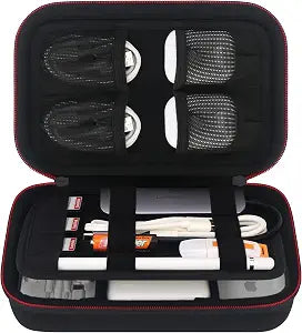 Elonbo Hard Travel Cords Organizer Universal Small Electronic Accessories Carrying Case for Chargers Cables MacBook Adapter Magic Mouse Apple Pencil USB Flash Disk Tech Portable Storage Bag, Black