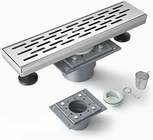 EMBATHER 12 Inches Shower Drain with Removable Strainers,PVC Shower Drain Base for Bathroom Floor Drain,Brushed Nickel Stainless Finished