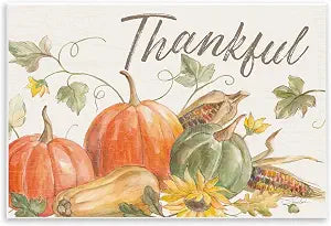 Thankful Autumn Pumpkin Harvest, 13 x 19 Inch Mounted Print on Wall Plaque