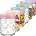 Glass Overnight Oats Containers with Airtight Lids, Decorative Mason Jars