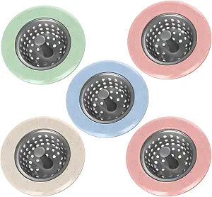 Silicone Kitchen Sink Strainer 5 Pack, Large Wide Rim 4.5 Inch Drain Strainers, Flexible Food Catcher for Bathroom & Kitchen Sinks