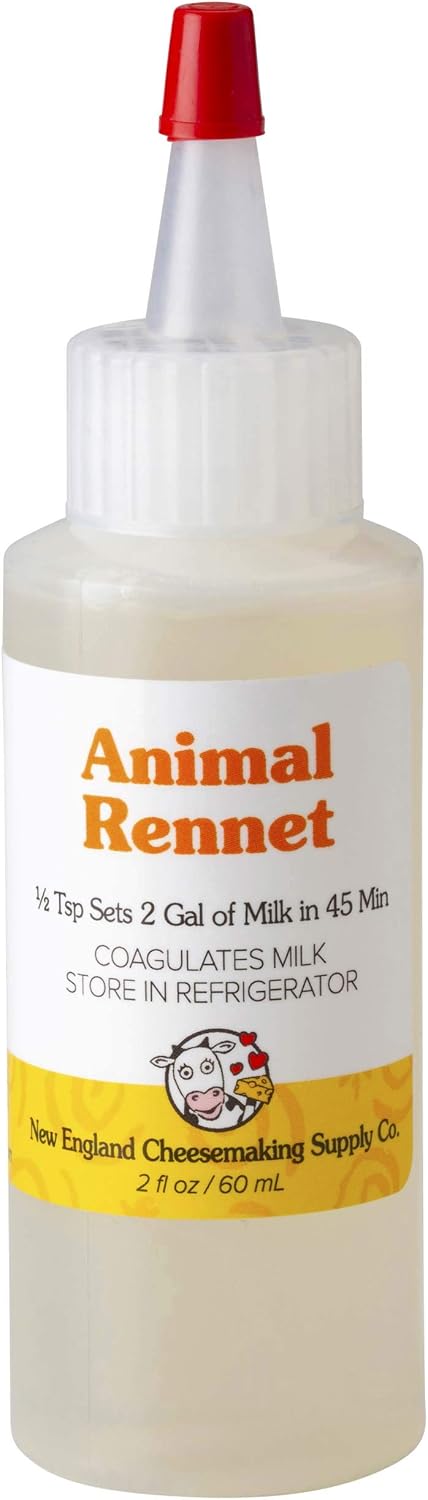 Liquid Animal Rennet - Single Strength Calf Rennet for Home Cheese Making - NON-GMO, Gluten-Free, Easy to Measure & Use (2 oz)