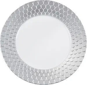 SARO LIFESTYLE Textured Decorative Charger Plates (Set of 4)  Scalloped Rim Round Table Chargers for Dining & Entertaining, 13"