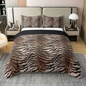 Erosebridal 100% Cotton Tiger Printed King Comforter Cover (Gradient Dark Yellow) for Teens Adults | Wild Animal Print Duvet Cover Safari Tiger Print Bed Set Simulated Animal Fur Printed Bedding Set
