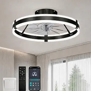 19.7" Low Profile Bladeless Ceiling Fans with Lights and Remote