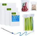 200 Vacuum Sealer Bags For Food + 1 Marker, 100 Quart + 70 Pint + 30 Gallon, BPA Free, 33+% Thicker, Heavy Duty, Commercial Grade, for Food Saver, Sous Vide, Microwave, Freezer