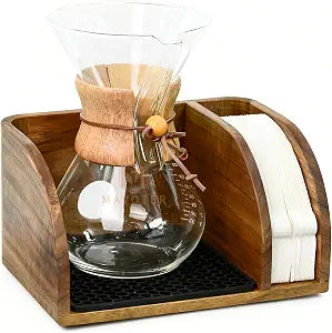 Acacia Coffee Caddy Station Organizer Stand for Chemex Pour Over Maker
