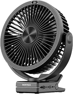 Warmco 10000mAh Rechargeable Clip on Fan, 8 Inch Desk Fan for Camping