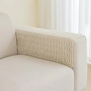 Muamar Couch Arm Covers Chair Arm Covers, Non Slip Sofa Arm Covers, Armrest Covers for Sofa, Furniture Covers Couch Protector Set of 2pcs (26x26inch, Cream White)