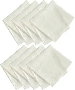 Elegant Woven Leaves Jacquard Damask Napkin, Set of 8, Ivory - 17" W x 17" L