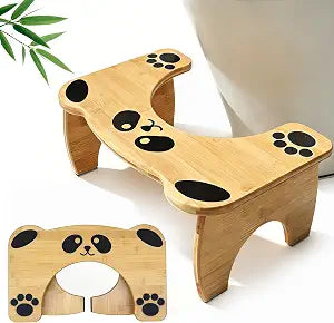 Bamboo Toilet Stool Foldable, 7 in Poop Stool for Bathroom, Portable Squatting Potty Stool for Adults & Kids, Cute Non-Slip Toilet Foot Pooping Steps, No Assembly Required, 2026 New Upgrade