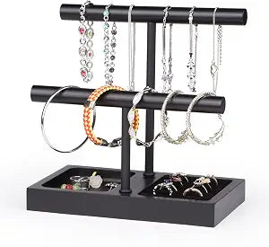 SZQINJI Jewelry Holder Organizer Bracelet Holder Display Stand 2 Tier Black