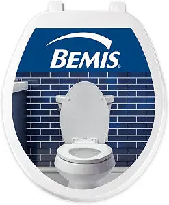 Bemis Plastic Round Toilet Seat with Cover, White, Made in USA