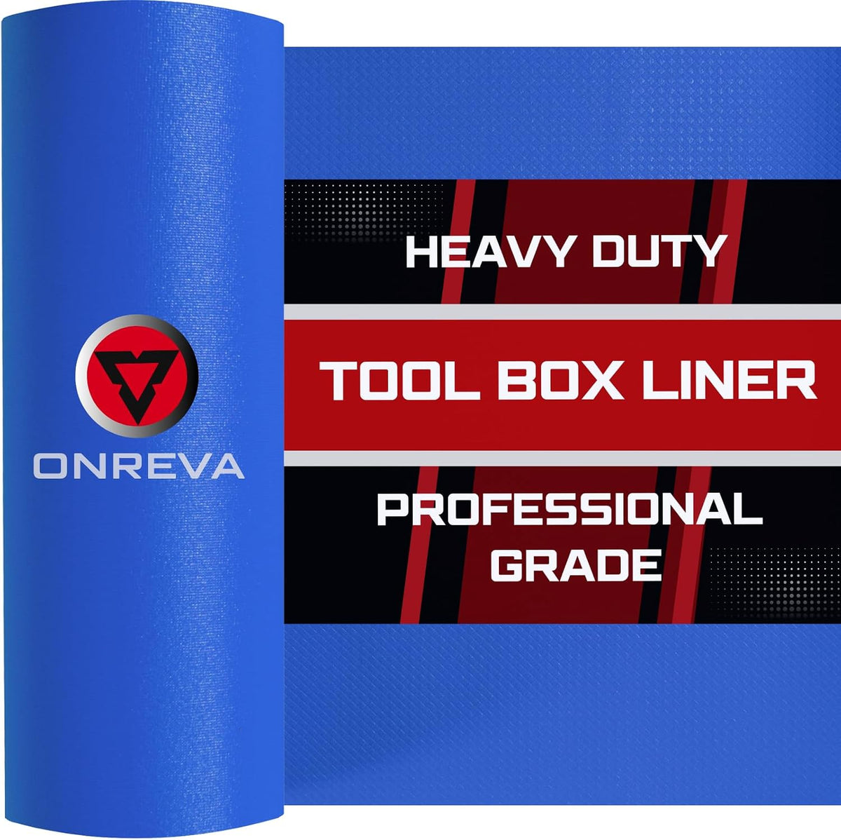 ONREVA Tool Box Liner 16" Wide x 18 Ft, 1/8" Thick Heavy Duty Toolbox Drawer Liners for Tool Chest Cabinet Workbench & Garage Shelf, Protective Non-Slip Mat for Mechanics & Workshops, Blue