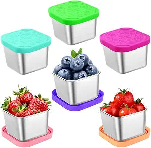 Showvigor 6-Pack 6oz Stainless Steel Snack Containers with Lids, Leakproof Metal Food Storage for Office & Gym, Reusable Portion Control Prep Set