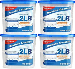 Vacplus Moisture Absorber, 2 LB, Strong Absorption, Fragrance Free, 4 Pack