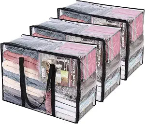 Vieshful 3 Pack Clear Storage Bags for Clothes Blanket Comforter & Bedding