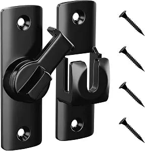 Flip Door Latch, 90/180 Degree Barn Door Latch, Black Right Angle Door Lock Latch, Flip Gate Latches Hardware, Sliding Door Latch Lock for Cabinets, Bathroom, Barn Door, 1 Pack