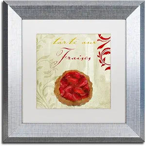 Trademark Fine Art ALI4323-S1111MF "Tartes Francais: Strawberry" Framed Original Artwork, 11x11"