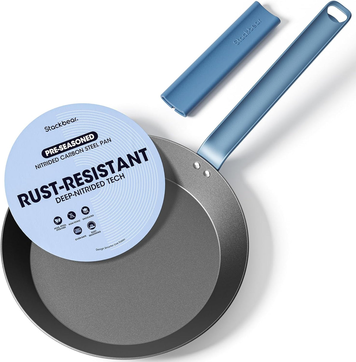 10 Inch Carbon Steel Frying Pan, Nitrided Preseasoned Skillet