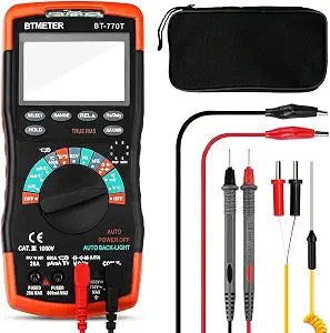 True RMS Digital Multimeter Tester 6000 Counts AC DC 20A Ohmmeter Voltmeter DMM Measure Voltage Current Amp Resistance Diodes Continuity Duty-Cycle Capacitance Temperature (BTMETER BT-770T)